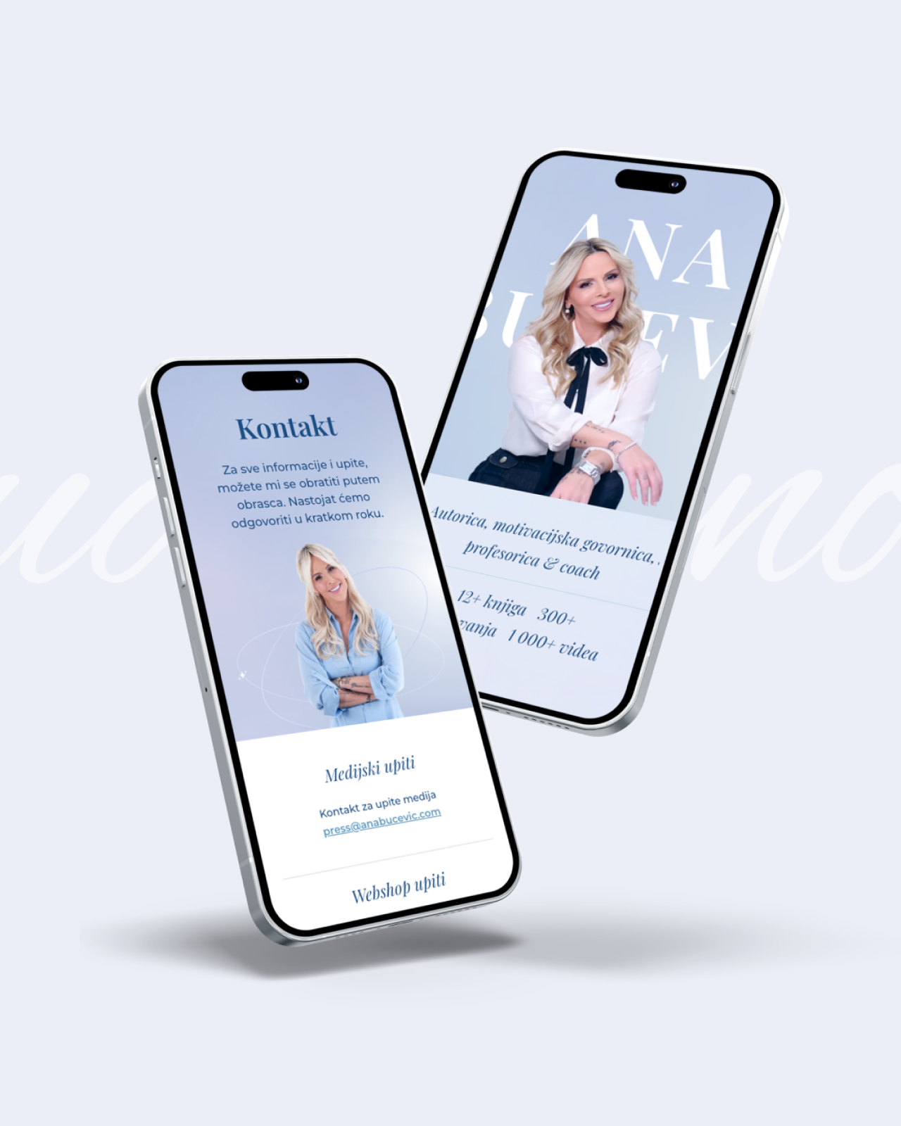 Prikaz web stranice za Ana Bučević u mobilnoj verziji