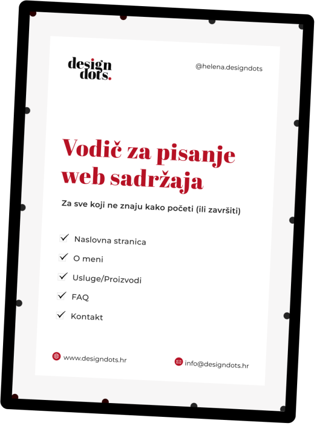 Naslovnica besplatnog vodiča 'Vodič za pisanje web sadržaja' – Design Dots freebie